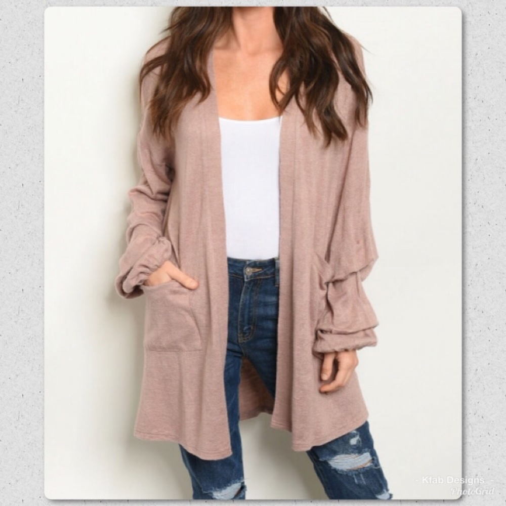 🛍Ruffle Sleeve Open Front Sweater Cardigan!- - Picture 2 of 2